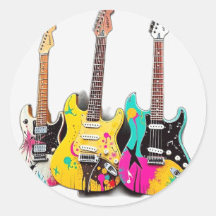 Adesivo Guitarras de estilo de grafite com notas musicais