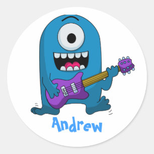 Adesivo Guitarrista azul bonito do monstro