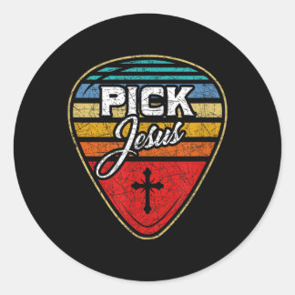 Adesivo Guitarrista Retro Palheta Música Cristã Jesus