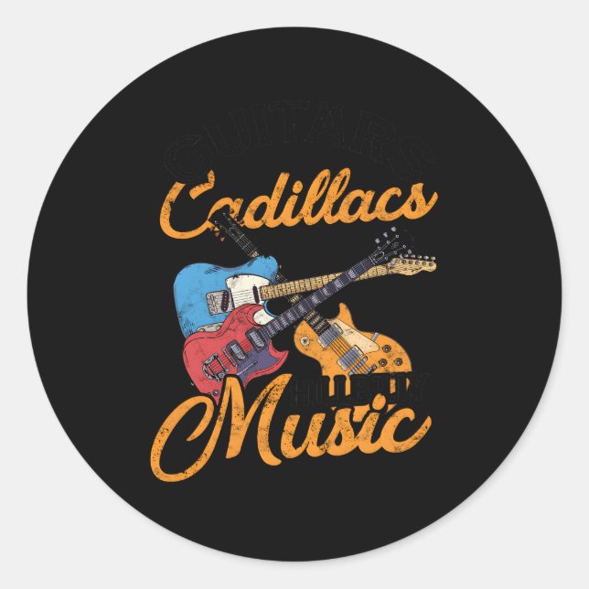 Adesivo Guitars Cadillacs Hillbilly Music Lyrics E Músicas (Frente)