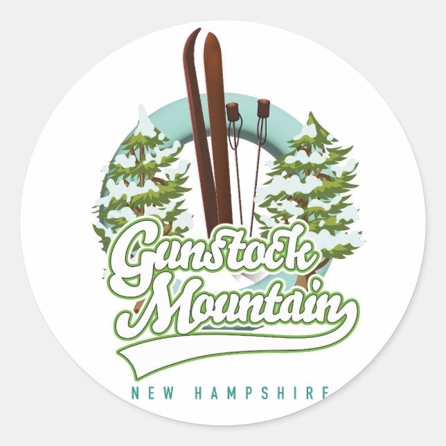 Adesivo Gunstock Mountain New Hampshire ski poster (Frente)