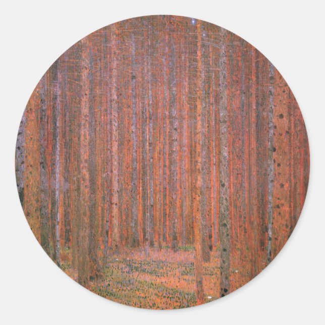 Adesivo Gustav Klimt Fir Forest Tannenwald árvores vermelh (Frente)