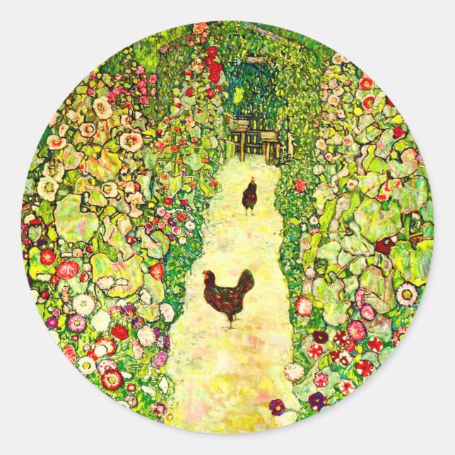 Adesivo Gustav Klimt Garden com Galinhas (Frente)