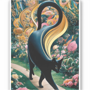 Adesivo Gustav Klimt Gato Preto em um Jardim de Flores, Ar