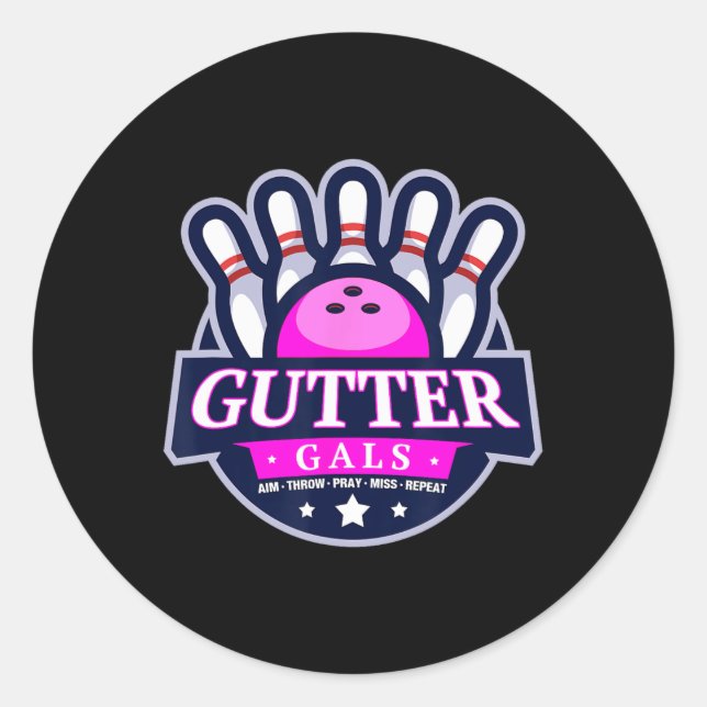 Adesivo Gutter Gals Nome de Equipe de Boliche Engraçado Fe (Frente)