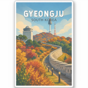 Adesivo Gyeongju Coreia do Sul Ilustração Viagem Arte