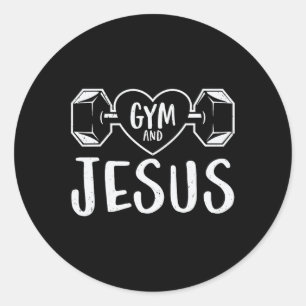 Adesivo Gym E Jesus Malhação Gym Levantando Pesos Corpo Bu