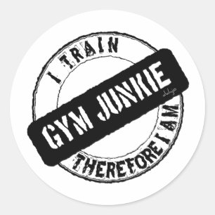 Adesivo GYM JUNKIE. EU TREINO, PORTANTO, SOU negro.