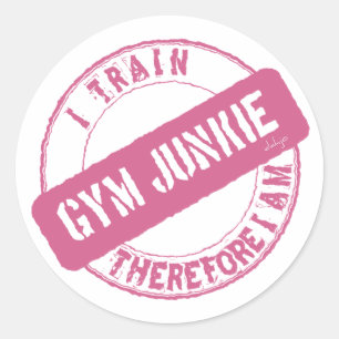 Adesivo GYM JUNKIE. TENHO, PORTANTO, SOU. cor-de-rosa.