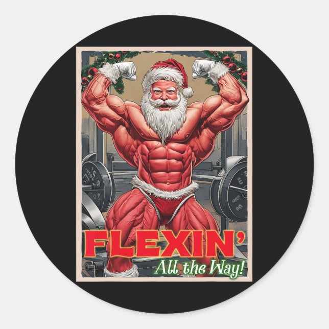 Adesivo Gym Muscular Papai Noel Flexin Em Todo O Caminho B (Frente)