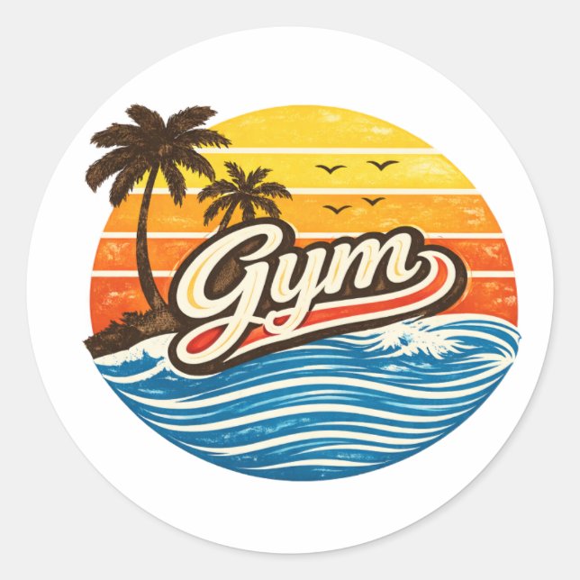 Adesivo Gym Retro Sunset Design (Frente)