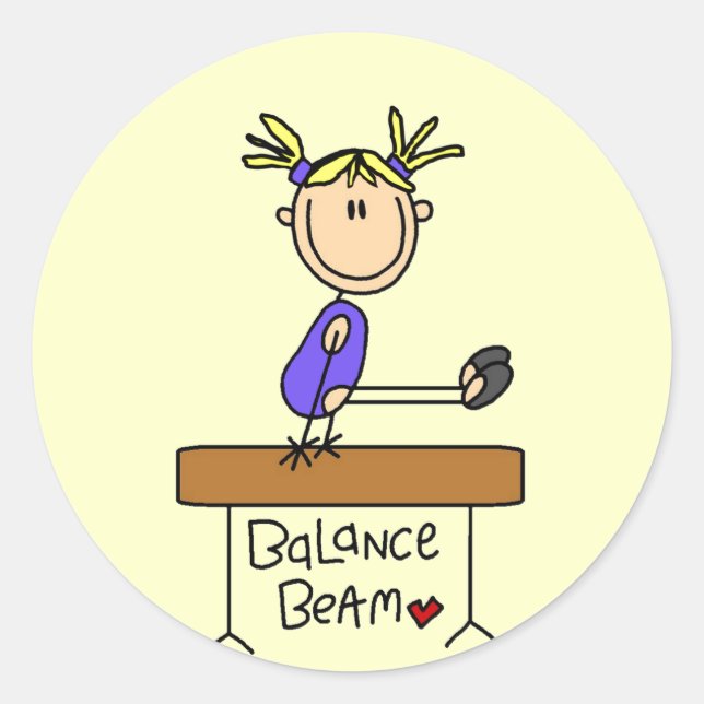 Adesivo Gymnast da Loura em Beam Camisetas e presentes (Frente)