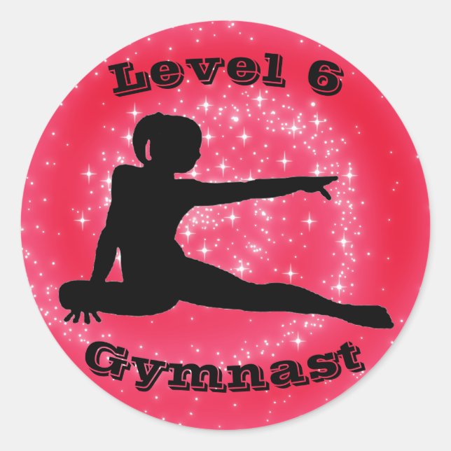 Adesivo Gymnast de Nível 6 - (Nível # pode ser alterado) (Frente)