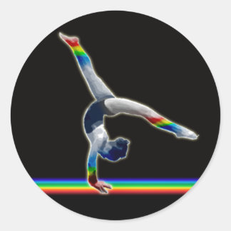 Adesivo Gymnast em um Feixe Arco-Íris