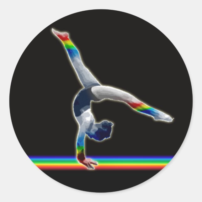 Adesivo Gymnast em um Feixe Arco-Íris (Frente)