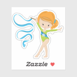 Adesivo Gymnast Rítmico Cute Red Hired Com Fita