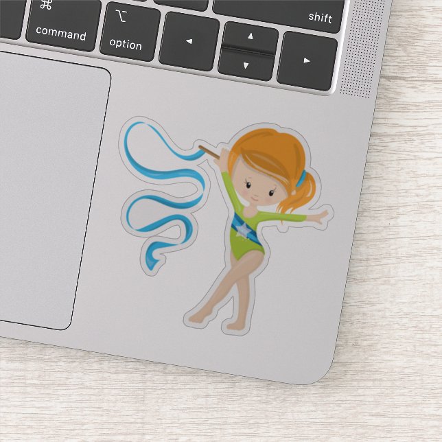 Adesivo Gymnast Rítmico Cute Red Hired Com Fita (Detalhe)