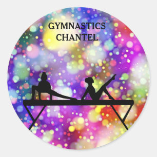 Adesivo Gymnastics colantes brilhantes. Nome personalizado