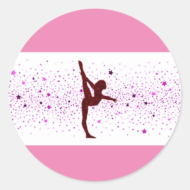 Adesivo Gymnastics pink sparkle sticker. (Frente)
