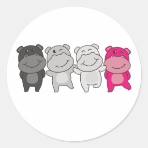 Adesivo Gynephilia Flag Pride Lgbtq Cute Hippo Classic Rou
