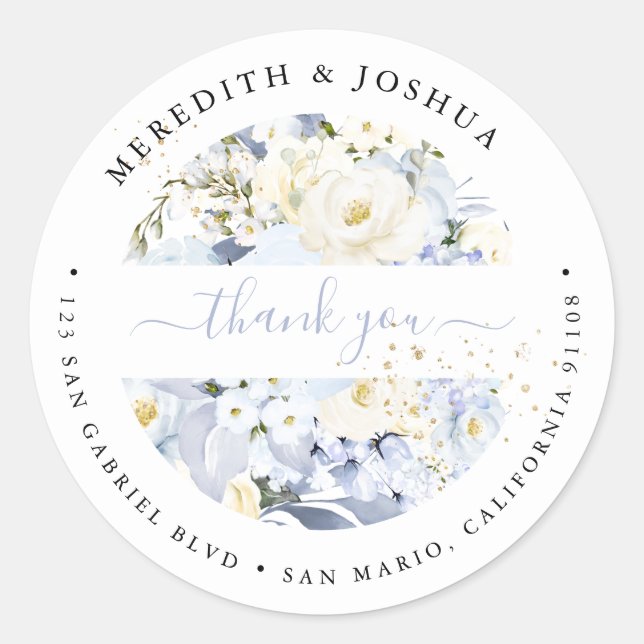 Adesivo H2 Blue Hydrangea Cream Rosas Casamento Favor Clas (Frente)