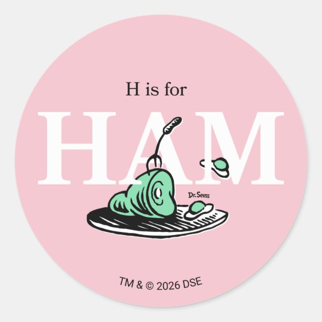 Adesivo "H é para HAM" | Design de Alfabeto (Frente)