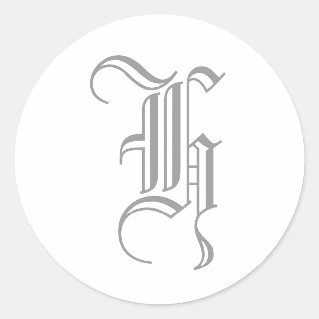Adesivo H - Letra Monograma Cinza Sticker Antigo Inglês (Frente)