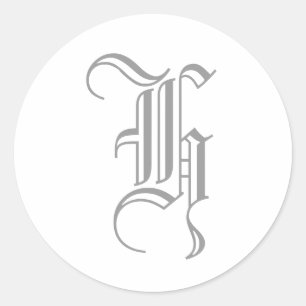 Adesivo H - Letra Monograma Cinza Sticker Antigo Inglês