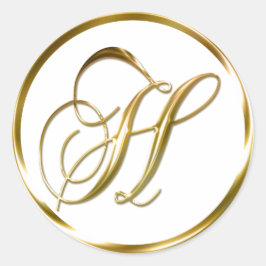 Adesivo H Monograma Faux Envelope Dourado Ou Favor Selo