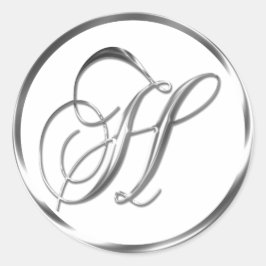 Adesivo H Monograma Faux Silver Envelope Ou Favor Seal