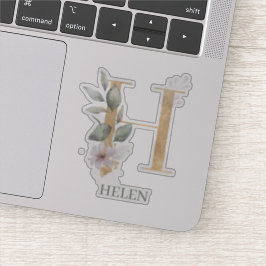 Adesivo H Monograma Floral Personalizado