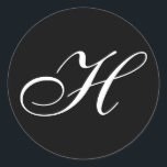 Adesivo H Vinhetas Monogramas<br><div class="desc">Estes adesivos preto e branco apresentam um elegante monograma H cursivo. Excelente para favores de casamento,  etc!</div>