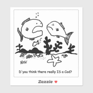 Adesivo Há um bacalhau? Cartoon.