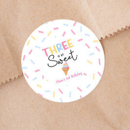 Adesivo Há Uma Festa De aniversário de 3 anos Sorvete Muit