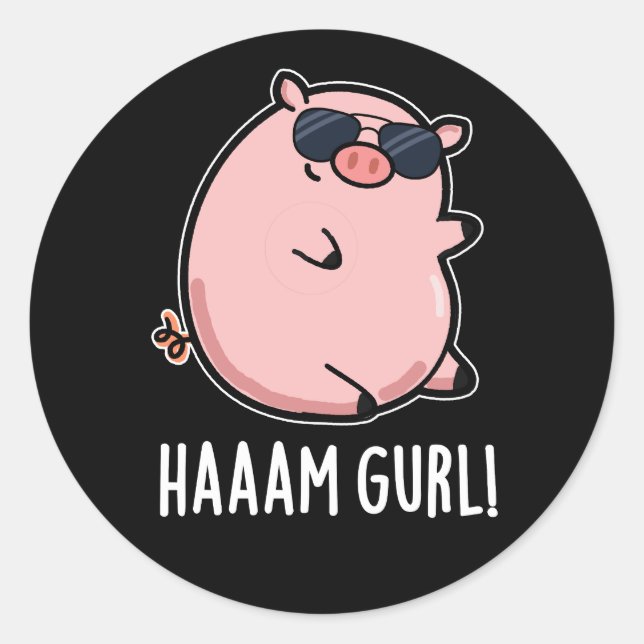 Adesivo Haaaam Gurl Funny Pig Dark BG (Frente)