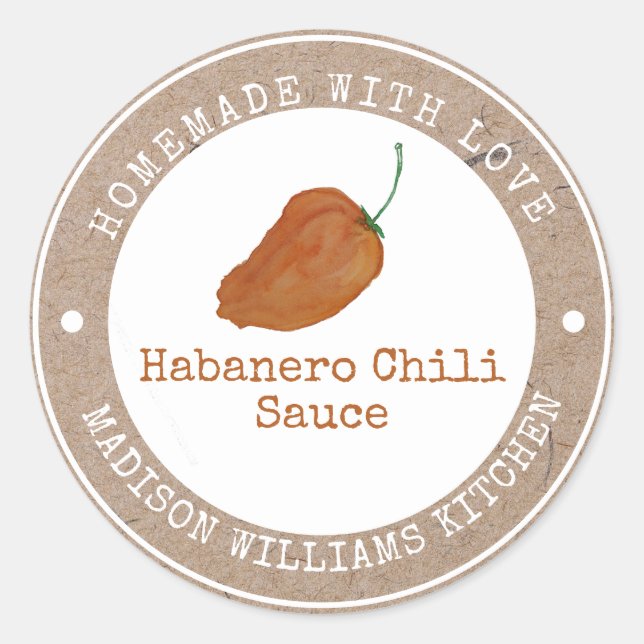 Adesivo Habanero Chili Sauce Homemade | Orange Chili (Frente)