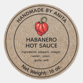 Adesivo Habanero Hot Molho Canning Jar Label Kraft