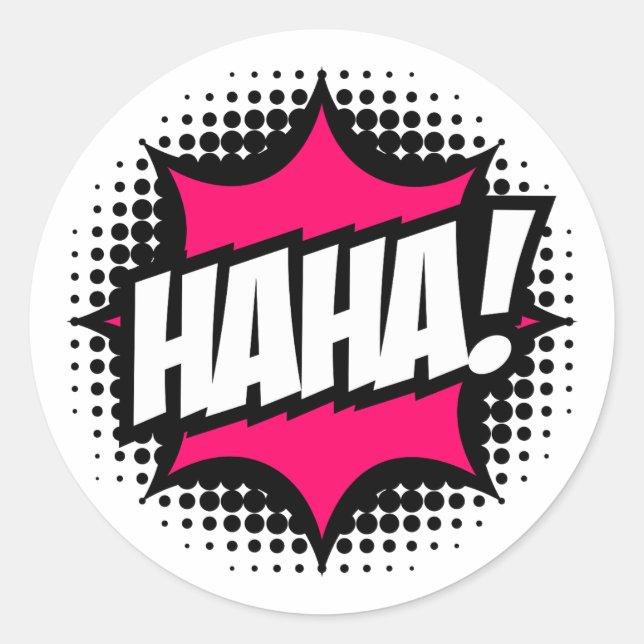 Adesivo HAHA! Estilo de livro em banda desenhada (Frente)