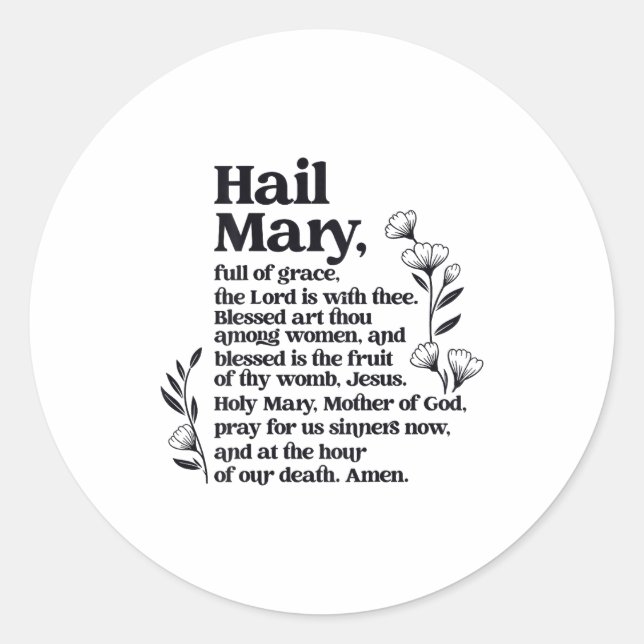 Adesivo Hail Mary Prayer Marian Floral Christian Blessed M (Frente)