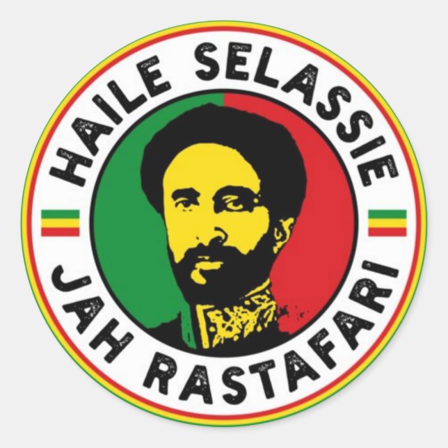 Adesivo Haile Selassie Jah Rastafari Rasta Africa Roots  (Frente)
