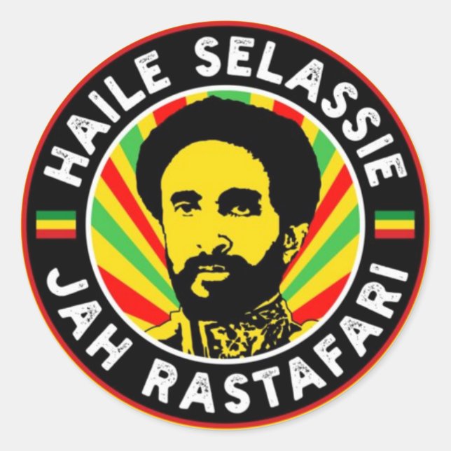 Adesivo Haile Selassie Jah Rastafari Rasta Reggae Roots (Frente)