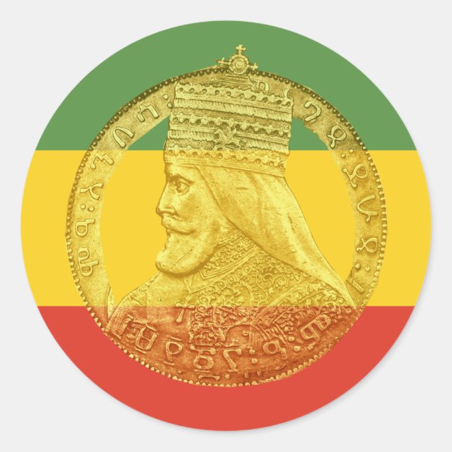 Adesivo Haile Selassie Red Dourado Sticker (Frente)