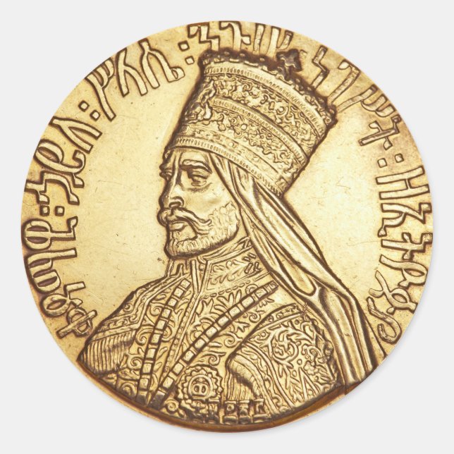 Adesivo Haile Selassie rei of Ethiopia Rastafari bordador (Frente)