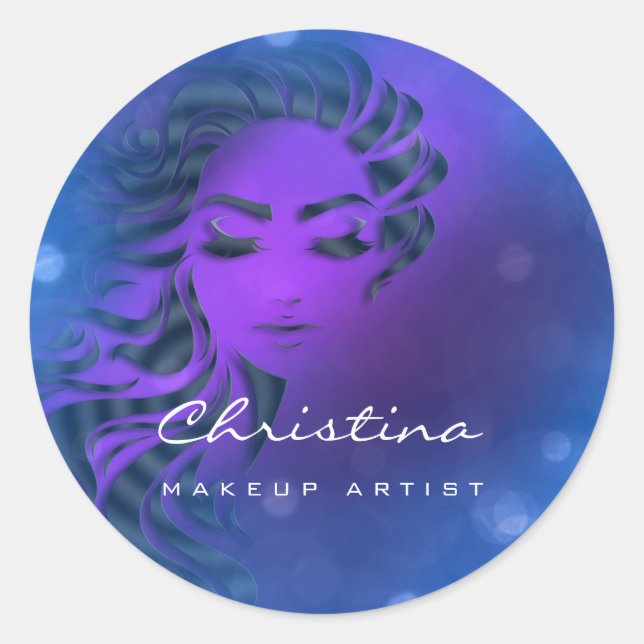 Adesivo Hair Stylist Makeup Artist Blue Eyelash Purple (Frente)