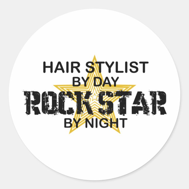Adesivo Hair Stylist Rock Star por Noite (Frente)