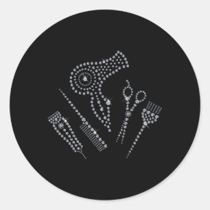 Adesivo Hair Stylist Salon Apron Rhinestone Scissone Comb 