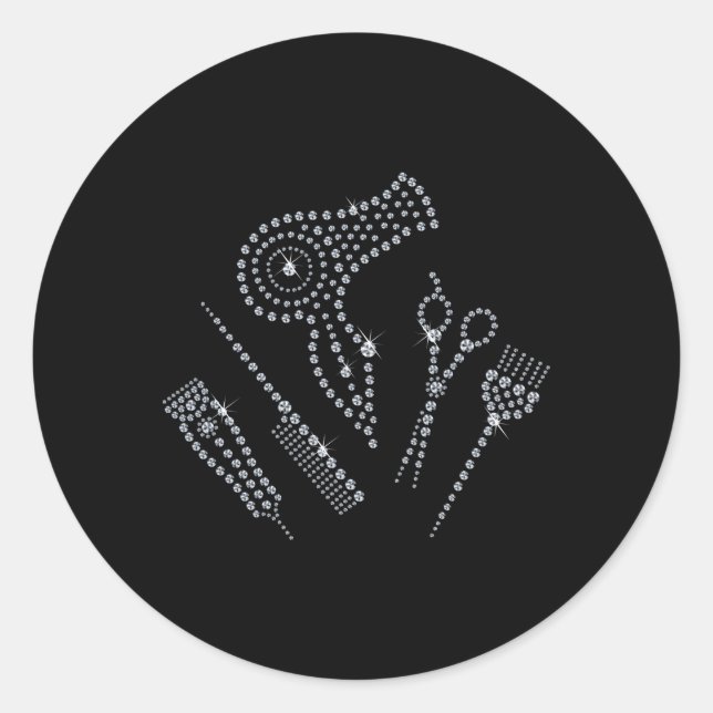 Adesivo Hair Stylist Salon Apron Rhinestone Scissone Comb  (Frente)