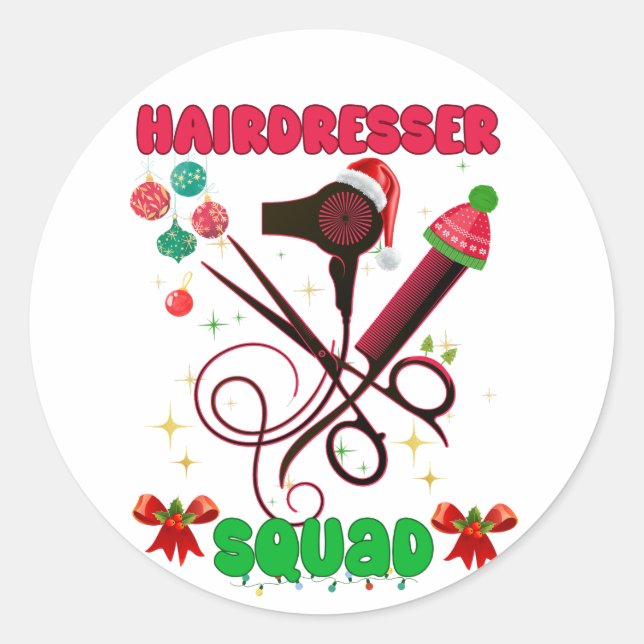 Adesivo Hairdresser Christmas Squad Hair Salon Engraçado (Frente)