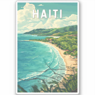 Adesivo Haiti Illustração Viagem Art Vintage