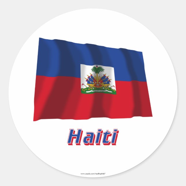Adesivo Haiti Waving Flag com Nome (Frente)